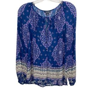 Lucky Brand Size XS Purple Blue Floral Damask Print (T49)